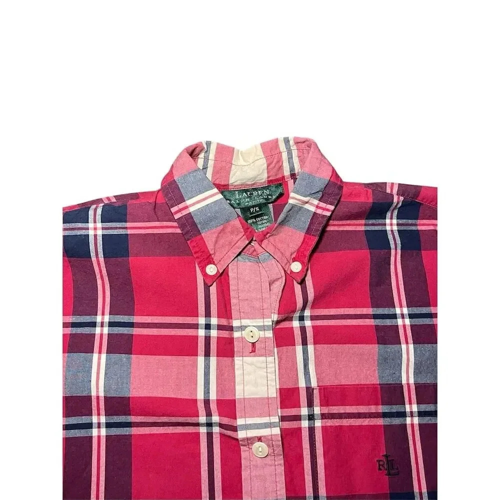Lauren Ralph Lauren Women's Plaid Button-Up Shirt Small Petites Multicolor - Picture 3 of 7